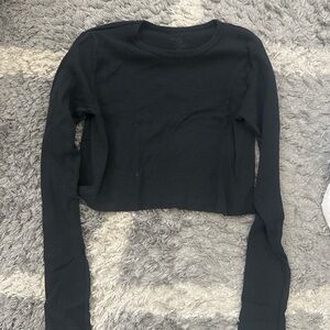 Brandy Melville Black Long Sleeve Crop Top
